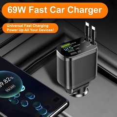 车载充电器快充汽车点烟器转换插头一拖二快速插座新迷你型