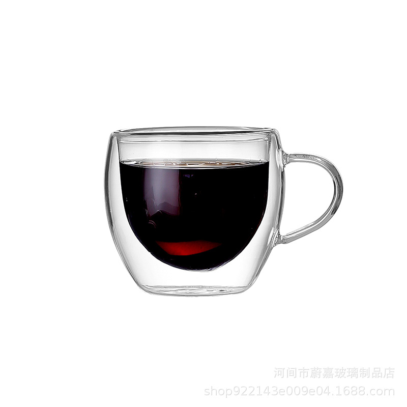 Taza de café Mango de doble capa Taza de vidrio con aislamiento térmico Taza de doble capa en forma de huevo Taza de café con leche Bebida caliente simple de borosilicato