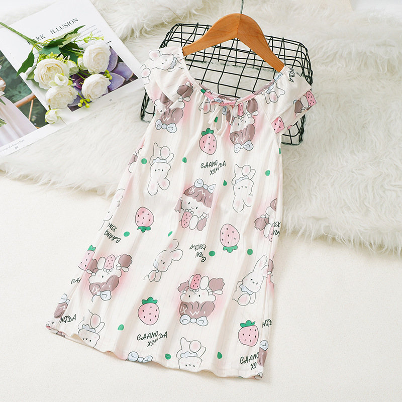 Pijama infantil princesa viento de verano nuevo chaleco de mangas cortas niñas pijama vestido de dibujos animados de verano