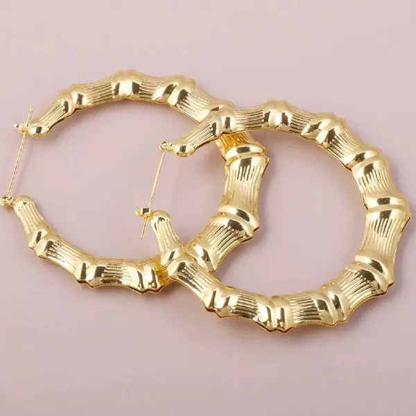 Wish Amazon European and American Style Exaggerated Gold Large Hoop Hip-Hop Street Dance Earrings Super Large Bamboo Earrings