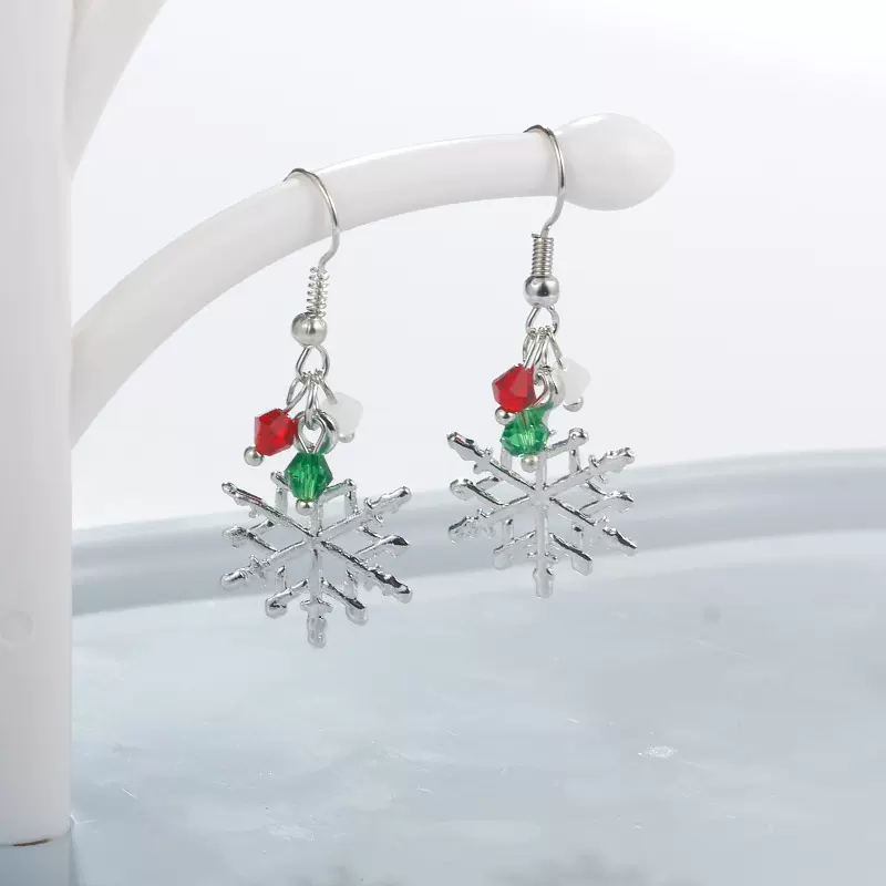 欧美时尚创意合金镶钻雪花耳钉混彩耳坠 亚马逊 跨境   配饰