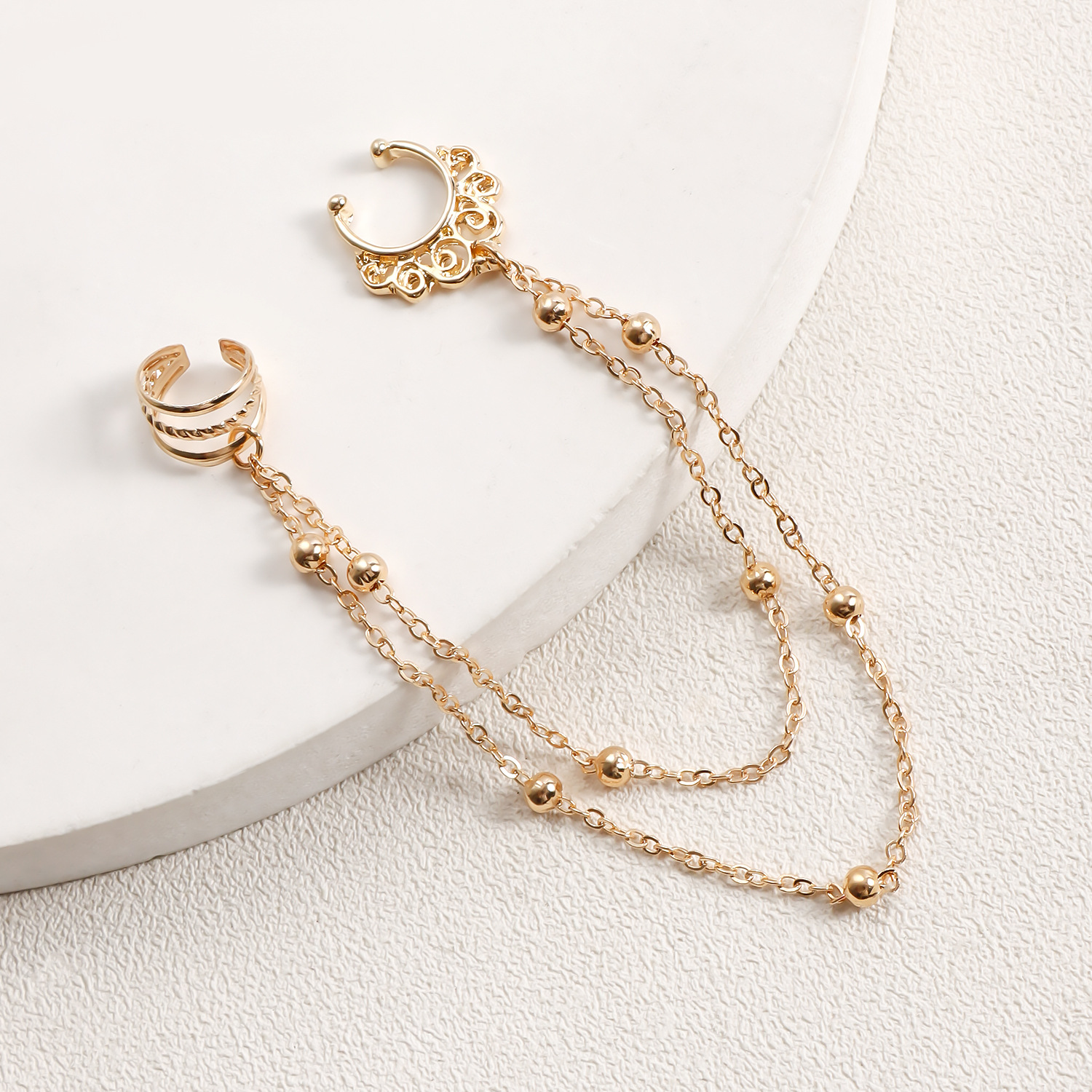 Teufelsauge-Quasten-Nasenring an Ohrkette mit Nieten, nicht durchbohrter Septum-Reifenring, indischer Bauchtanz, Party-Nasenzubehör für Frauen und Mädchen_voghion.com