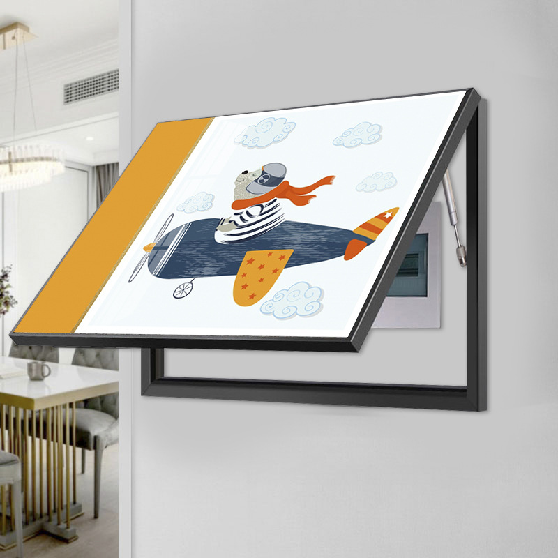 Caja de medidor eléctrico pintura decorativa moderna minimalista caja de puerta eléctrica que cubre la luz caja de distribución de lujo colgando pintura restaurante flip que cubre mural