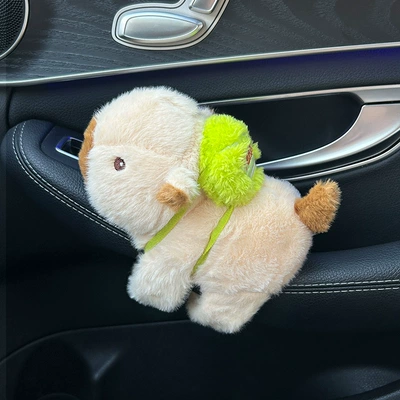 Cute Plush Doll 2025 | Car ornaments - papa-car-ride-off-white-capybara-with-bag