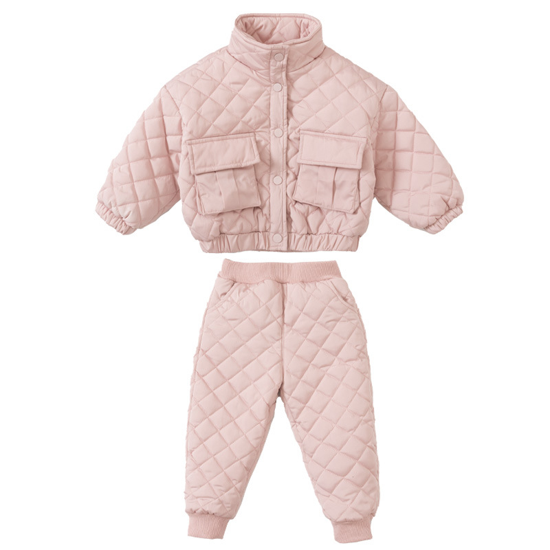 Girls' casual set for primary and secondary school children's winter insulation cotton jacket_voghion.com