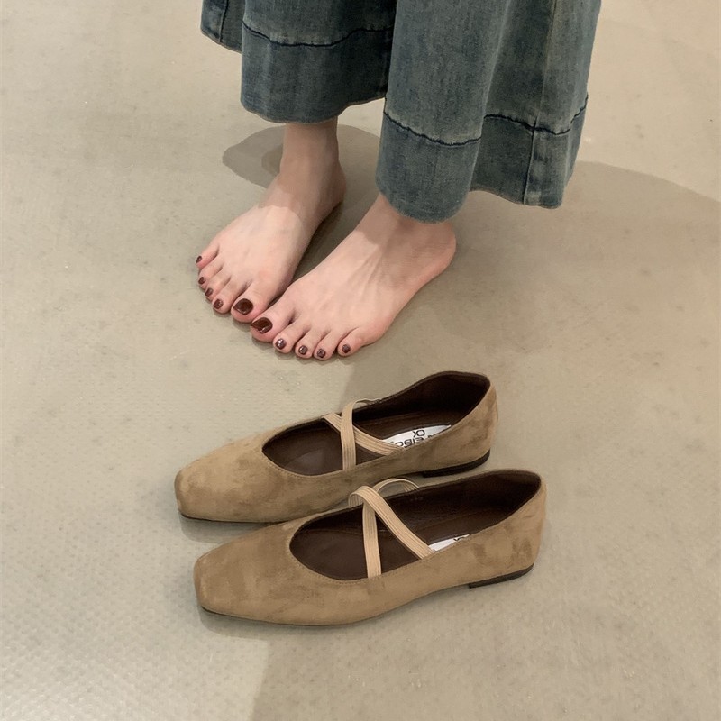 芭蕾风玛丽珍鞋女百搭平底配裙子浅口学院风单鞋一脚蹬奶奶鞋瓢鞋|undefined