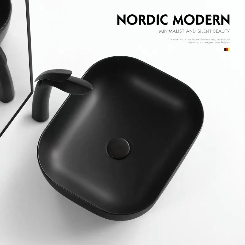 Nórdico simple lavabo cerámica doméstica lavabo cuadrado lavabo