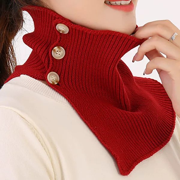 New winter turtleneck neck protection knitted wool button fake collar warm all-match cold-proof collar scarf