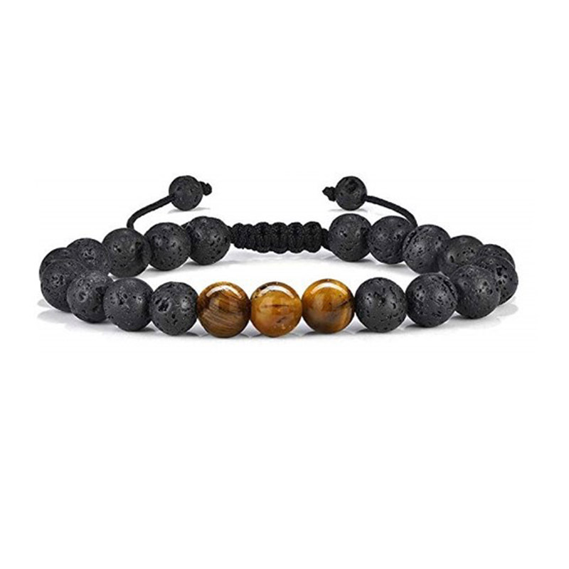 Set di braccialetti in pietra vulcanica regolabile con tessitura lavica turchese da 2 pezzi_voghion.com