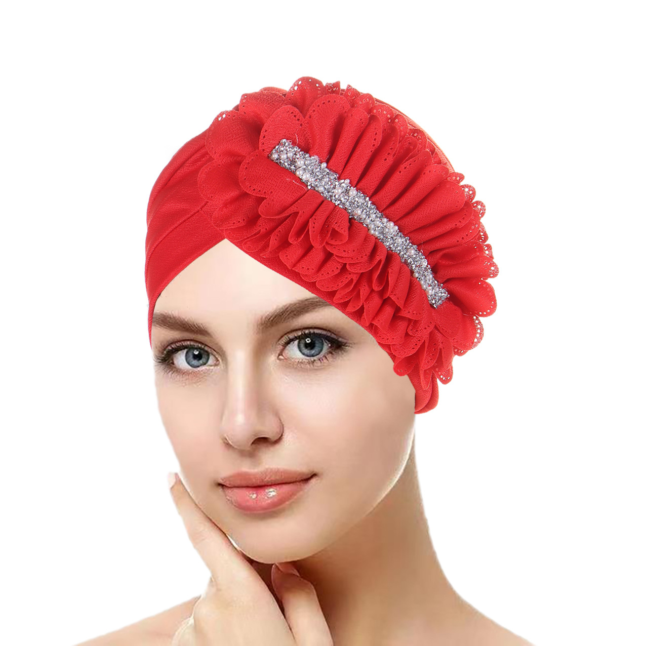 Turban Hat For Women With Diamond Appliqués Solid Colour Design_voghion.com