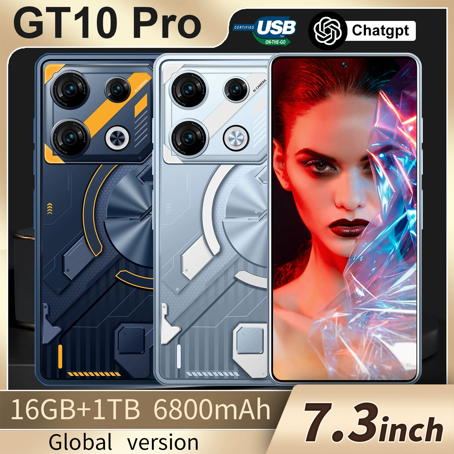 Трансграничный смартфон GT10 Pro с 7,3-дюймовым HD-экраном и поддержкой 16+1T, завод-изготовитель мобильных телефонов (взрывная модель)