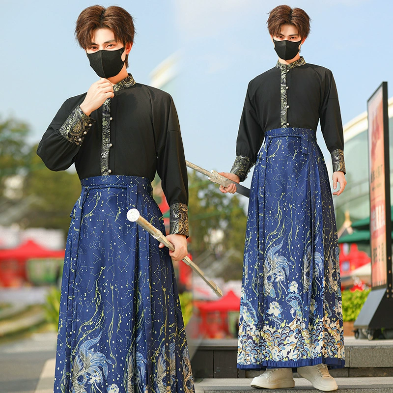 Реальный выстрел ханьфу пара CP костюм для мужчин и женщин одинаковый стиль Позолота звездное небо кои Плюс Размер Лошади лицо платье костюм групповая покупка 5521