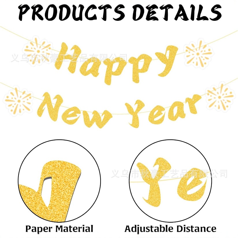 Banderas de Año Nuevo 2025 Banderas de papel de cebolla dorada de Año Nuevo exclusivas transfronterizas