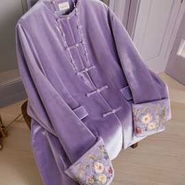 工厂多巴胺穿搭新中式国风减龄漂亮洋气黄色丝绒盘扣外套上衣女秋