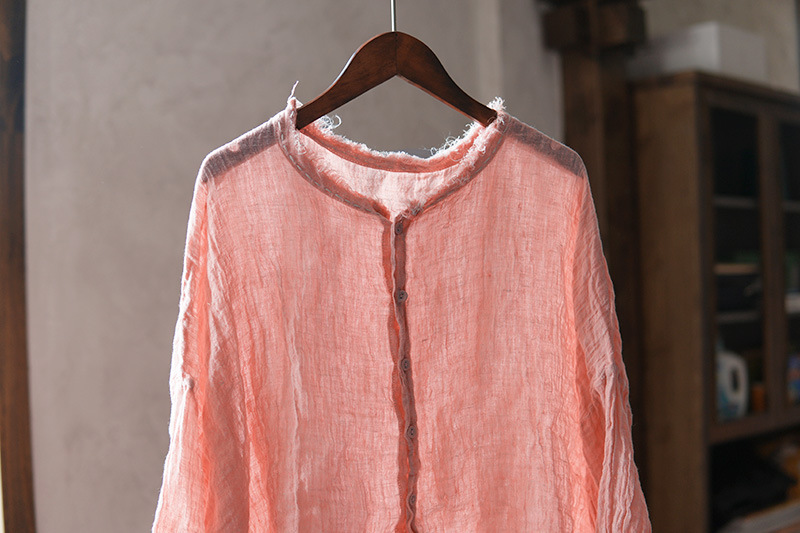 276 Color-woven Linen Breathable And Non-transparent Hand-embroidered Thread Sun-protective Shirt Jacket Women's Top_ecoleips.com