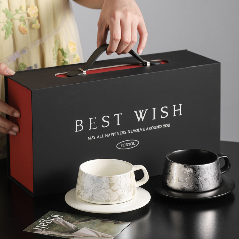 High-End Wedding Gift, Light Luxury Gift Box, Coffee Cup and Saucer for Newlyweds, New Home, Best Friend's Engagement Souvenir