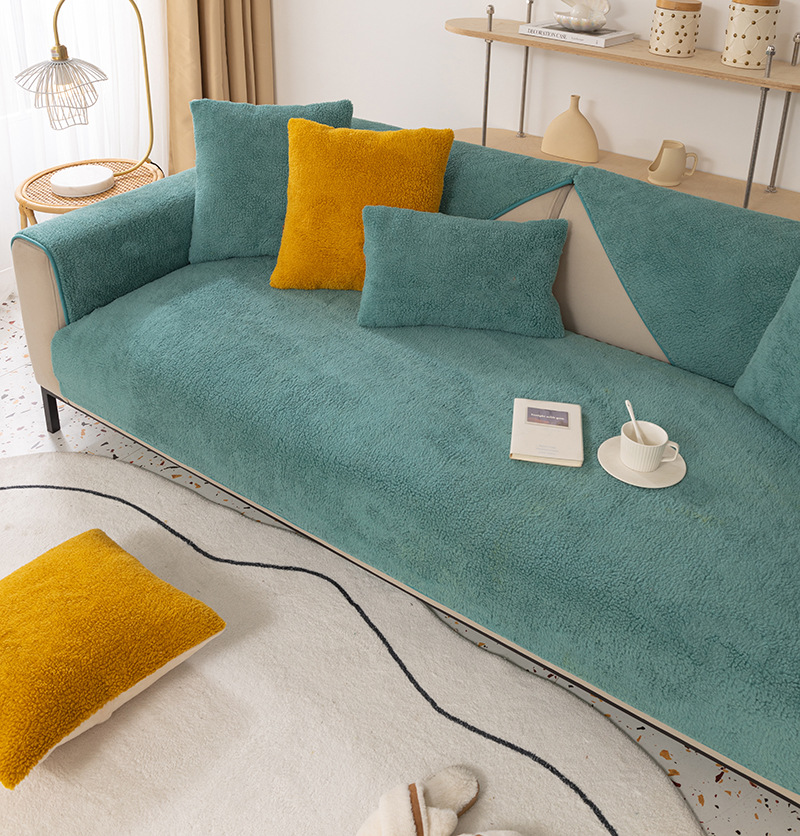 Cross-Border Lamb Wool Thickened Non-Slip Plush Seat Cushion Winter Nordic Sofa Cover Wholesale_voghion.com
