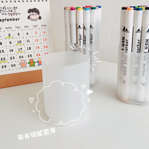 Desktop transparent round pen holder wholesale plastic storage stationery box multi-kinetic pen holder student pen holder storage box