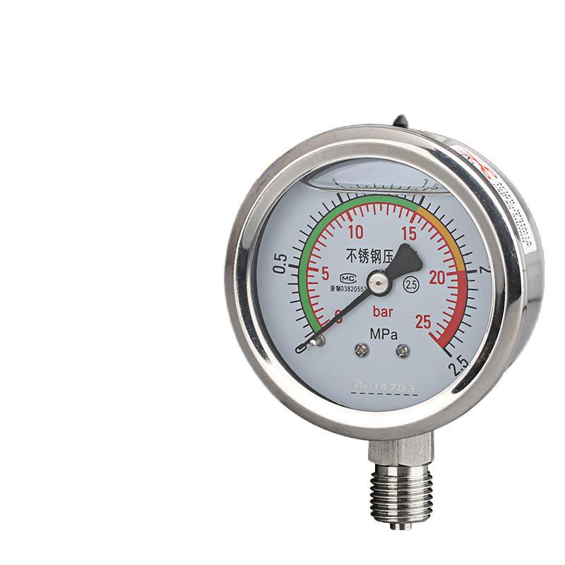 不锈钢压力表YN60BF 耐震油压水压气压液压真空表304耐腐蚀耐高温