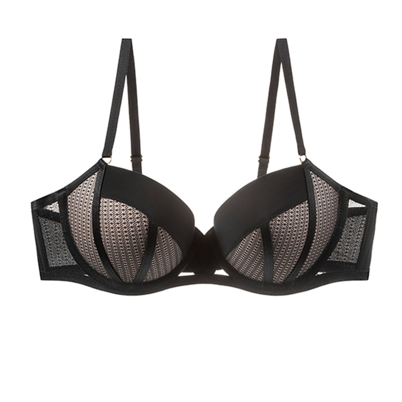 Ropa interior de encaje sexy transfronteriza, parte superior delgada, parte inferior gruesa, pecho pequeño, sujetador grande, conjunto de sujetador de contraste, comercio exterior, Sexy up