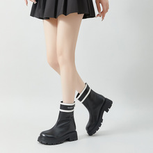 2025秋季新款真皮靴子厚底马丁靴女复古时尚休闲百搭增高长靴女鞋