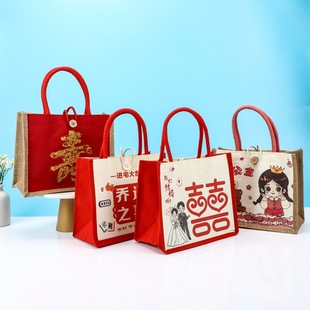 Linen Bag, Linen Tote Bag with Printed Logo, Ready-Made Portable Canvas Tote Bag, Small Linen Gift Bag
