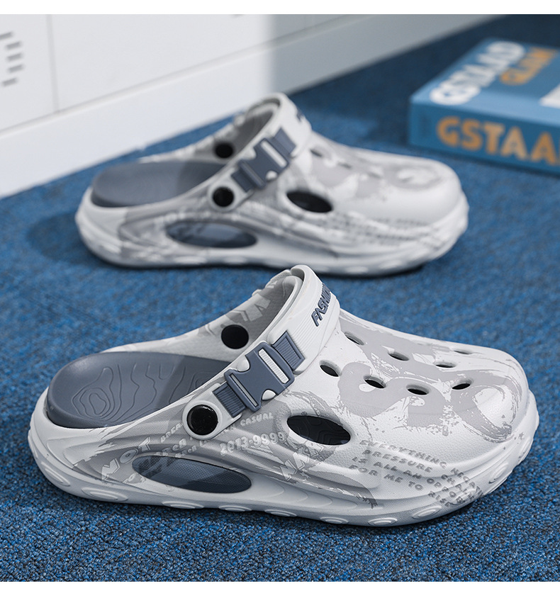 Two-tone Clogs With Thick Non-slip Soles, Trendy Casual Sandals_voghion.com
