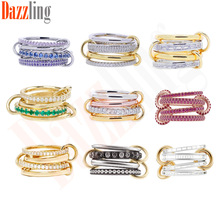 欧美新款锆石叠戴4环套戒指时尚镶钻链指环Stacking Ring跨境饰品