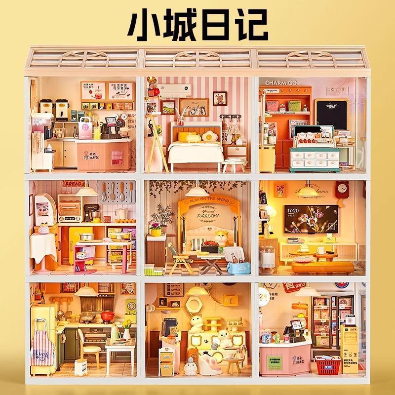 Small Town Diary DIY Handmade Miniature House Scene Super World Pretend Play Little House Assembly Building Block Toy