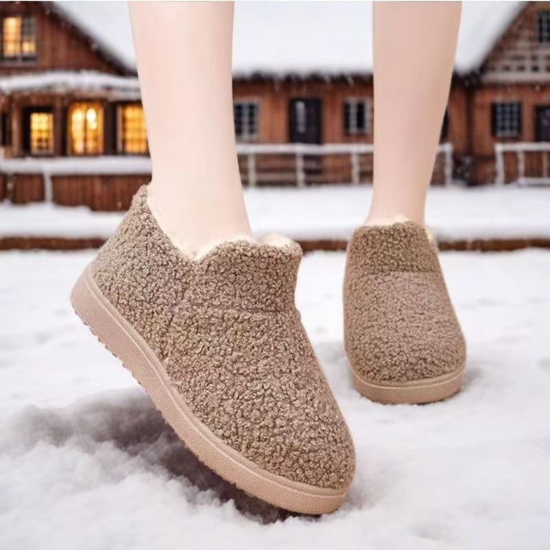 [una] zapatos de mujer zapatos de algodón con terciopelo calentamiento zapatos de madres antideslizantes botas de algodón de mediana edad botas de nieve suaves