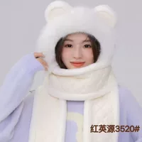2024 зимний новый красный Yingyuan сладкий пуховый хлопок простой шапка шарф перчатки один толстый набор из трех частей