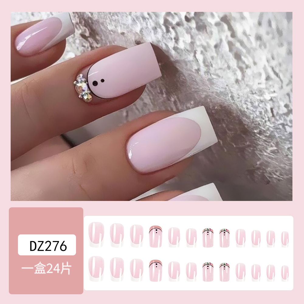 Parche de uñas postizas, uñas francesas europeas y americanas, uñas de uñas de uñas de uñas de diamantes de uso transfronterizo, productos terminados al por mayor de nails