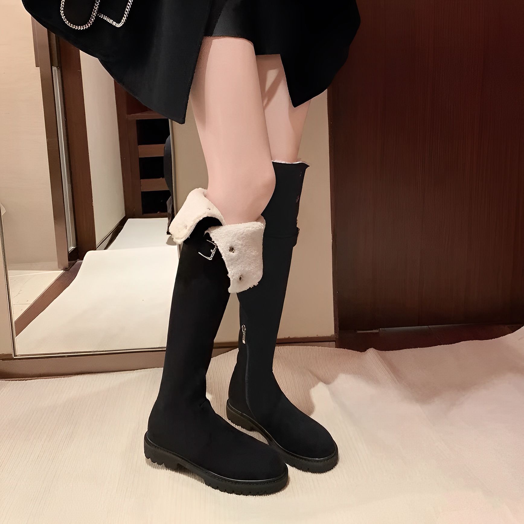 ウール ~ 雪地ブーツ2着ブーツ冬保温ブーツ女の厚い底が膝を越えて痩せているブーツ