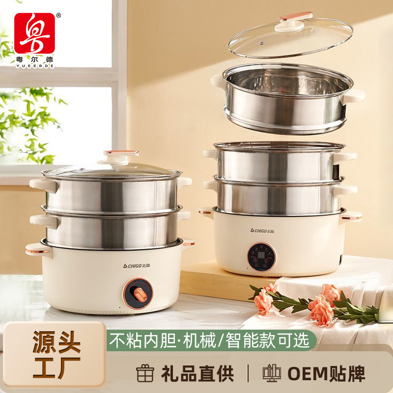 Directly from the Manufacturer, Large-Capacity Electric Cooking Pot with Scheduled Timer, Multi-Layer Steaming Electric Hot Pot, Household Electric Steamer, Gift