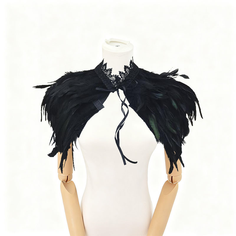 Challas de plumas, capa de lucha libre, baile de baile, chaleco de plumas, cuello falso, bib, capa de plumas gruesas, amazonas