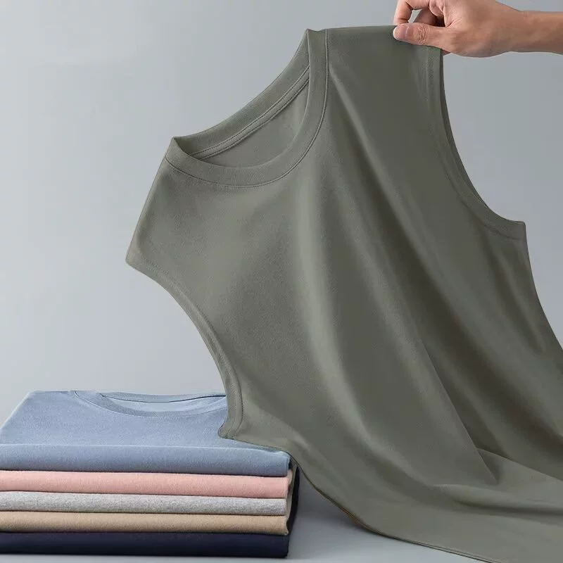 Производители прямо по оптовой цене однотонные жилеты летом носят мужские и женские футболки с круглым вырезом без рукавов
