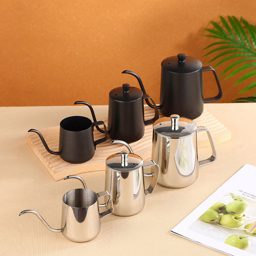 Hand-pour pot 304 stainless steel coffee pot, thin-mouth pot, pointed-mouth pot, household thin-mouth pot, long mouth, hand-pour coffee cup