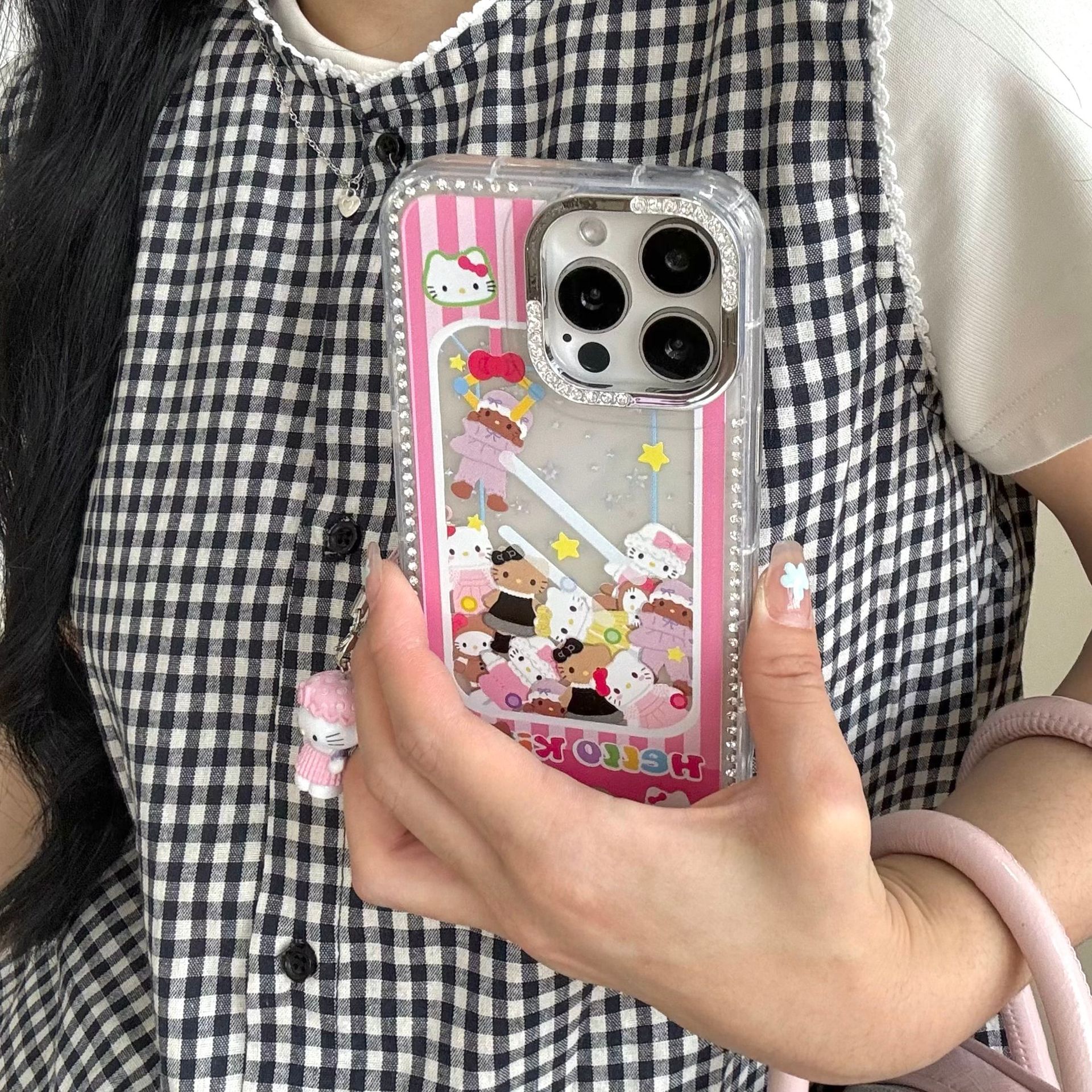 Creativo borde de diamante flash pierna larga KT gato para Apple 16ProMax funda para teléfono móvil 15Pro girl 14/13 nuevo 15