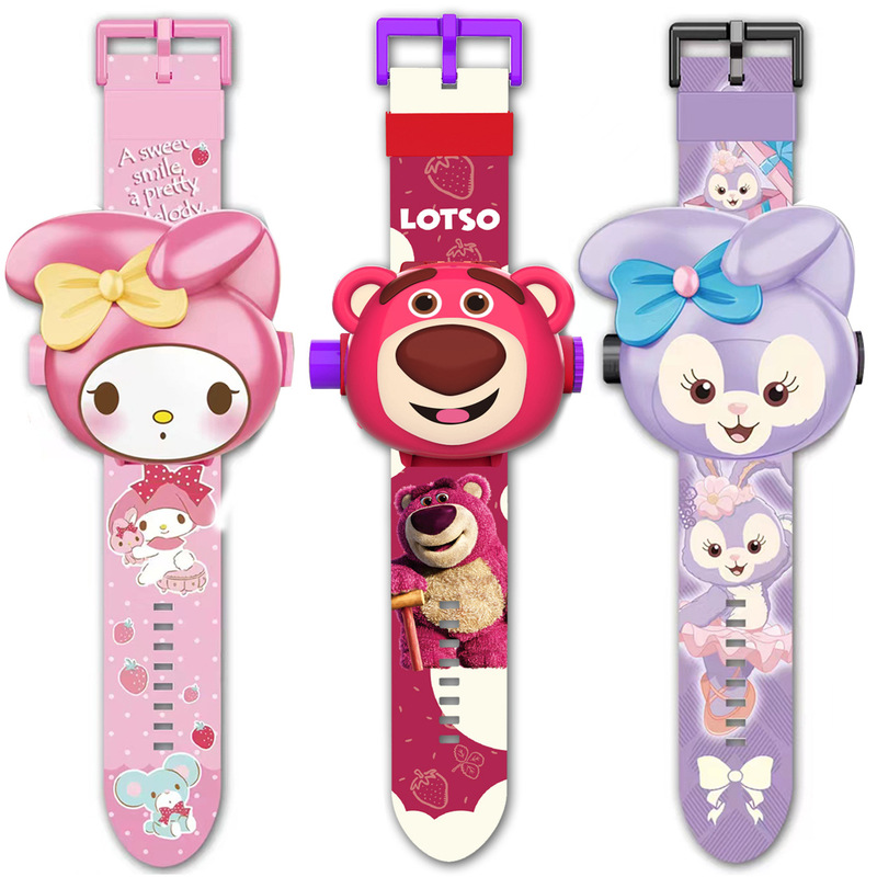 Tiktok-Style Cinnamoroll and My Melody Cross-Border Cartoon 24-Image Projection Flip Watch Sanrio Series Toy Watch