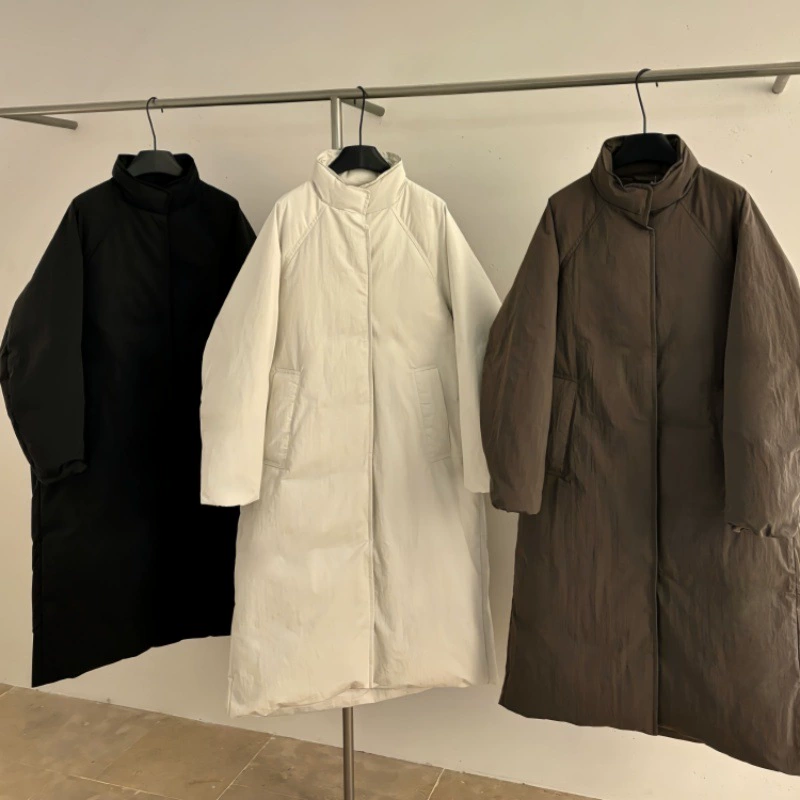 Длинный пуховик женский осенне-зимний белый утиный пуховик 2025 новый горячий стиль воротник-стойка элитная пуховая верхняя одежда в западном стиле