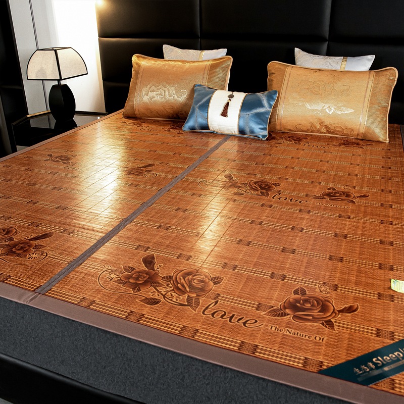 2024 new bamboo mat ice rattan mat folding double-sided rattan mat summer straw mat single ice silk mat 60 * 120c