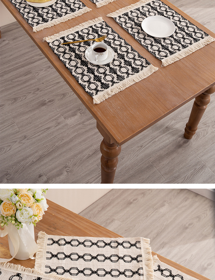 Neue Stoff D Baumwolle Lepra Weben Geschirr Matte Quaste Isolierung Matte Dekorative Dual Farbe Gespleißt Western_voghion.com