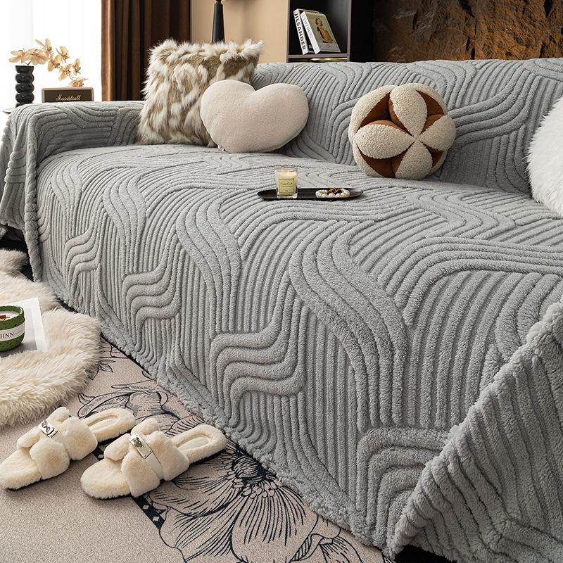 2025 nuevo estilo de alta sensación espesa toalla de sofá de algodón cojín de sofá antideslizante invierno crema de viento sofá cubierta