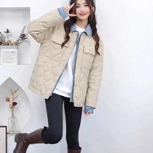 时尚轻薄牛仔拼接翻领外套冬季棉服2024新款两件保暖棉衣百搭胖mm