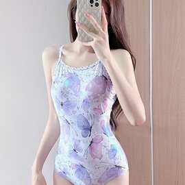 竞速泳衣女连体三角游泳衣女款2025新款超仙蝴蝶泡温泉游泳馆专用