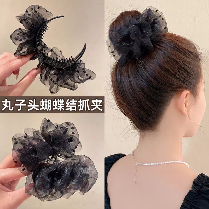 云朵泡泡褶皱碎花丸子头抓夹发饰2025新款高级感后脑勺头发发夹女|undefined