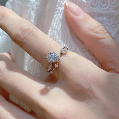 燦若星辰1克拉莫桑石戒指女純銀白金小眾設計鑽石仿真鑽結婚鑽戒