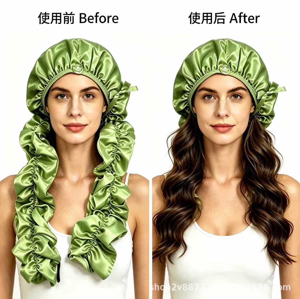 Cross-border nueva gorra de dormir de satén rizado sin calefacción, diseño antideslizante para trenzado y estilo de cabello largo image 5