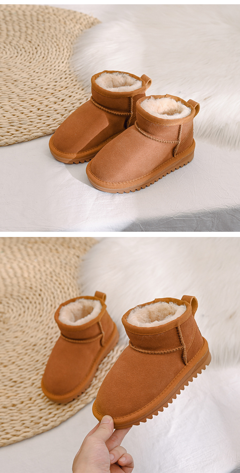Bottes de neige en cuir de vache pour enfants, bottes courtes pour garçons et filles, en coton peluche épais, de haute qualité, nouvelle collection 2022_voghion.com