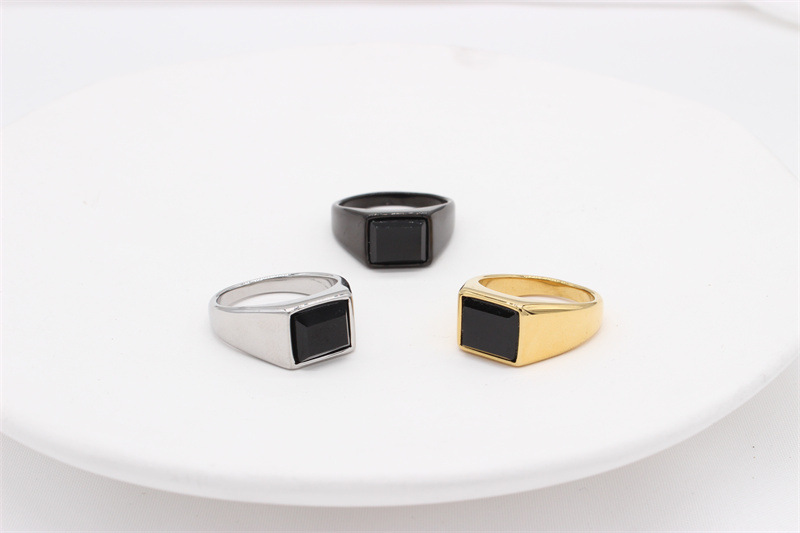 Geometric Pattern Vintage Style Geometric Titanium Steel Unisex Rings Men Band Rings
